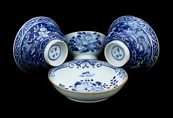 KOPPAR, 3 st, porslin, Kina, Qianlong, Kina 1700-tal.