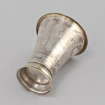 BÄGARE, silver, Olof H. Bergström, Uppsala, empire, 1825. Vikt 64 g.