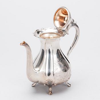 KAFFESERVIS, 3 delar, silver, Kultakeskus, Tavastehus 1970. Tot. vikt ca 1268 g.