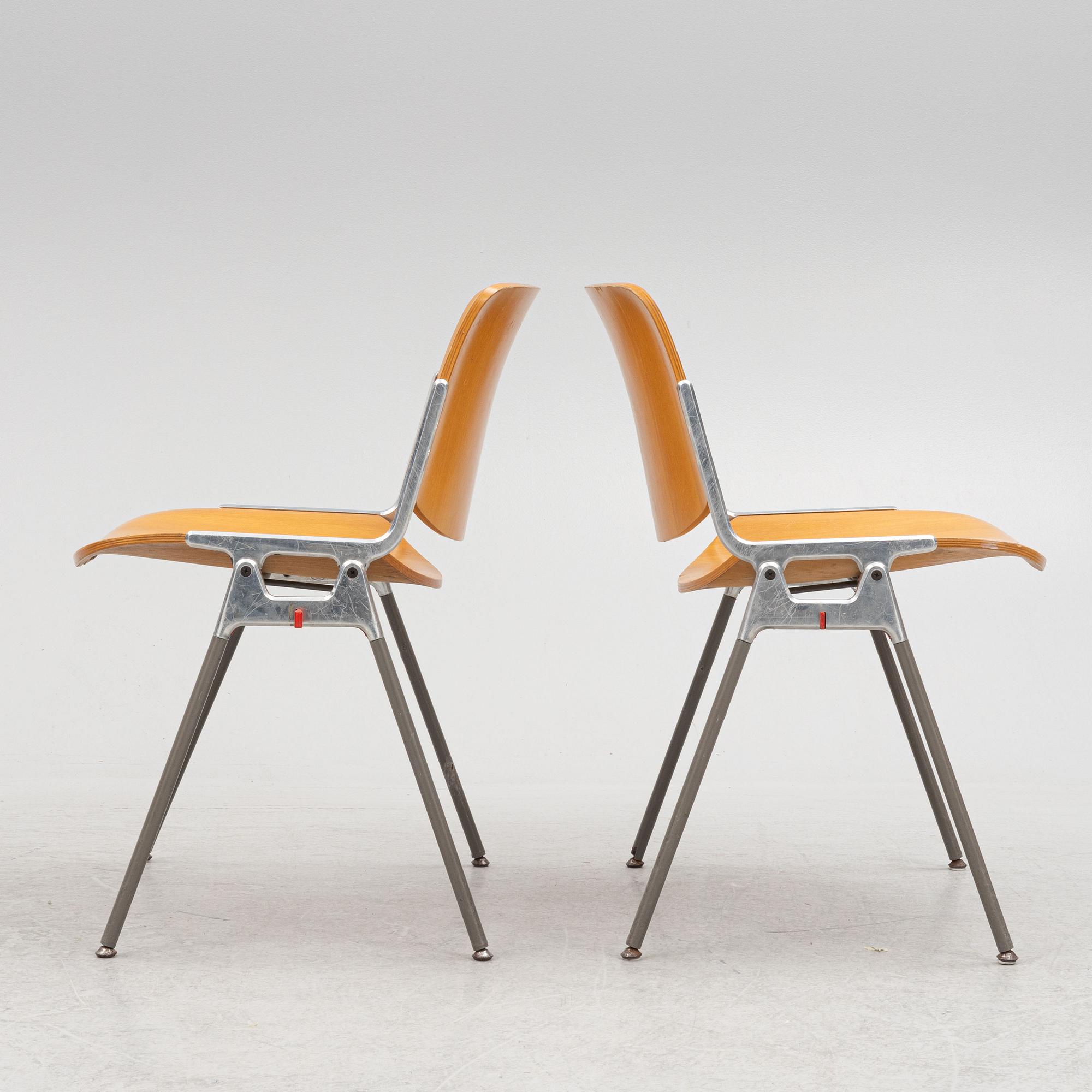 Giancarlo Piretti, four chairs, Castelli, Italy.