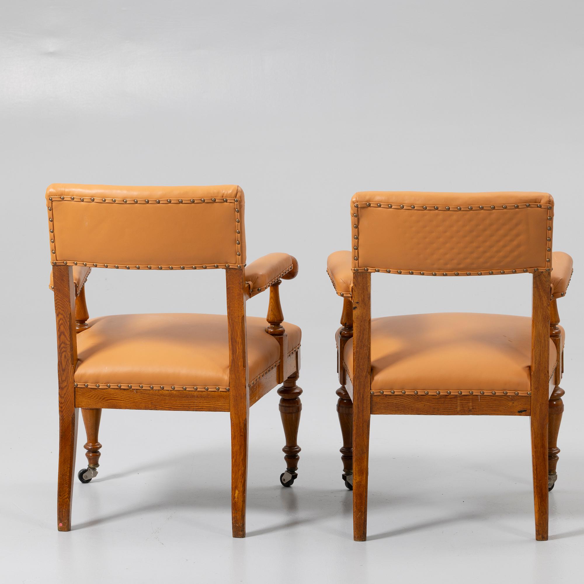 Armchairs, a pair, probably England, early 20th century.