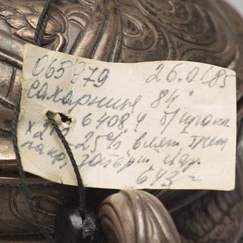 Pavel Ovchinnikov, kaffeservis, tre delar, silver, Moskva 1899-1908. Hovleverantörsmärke.