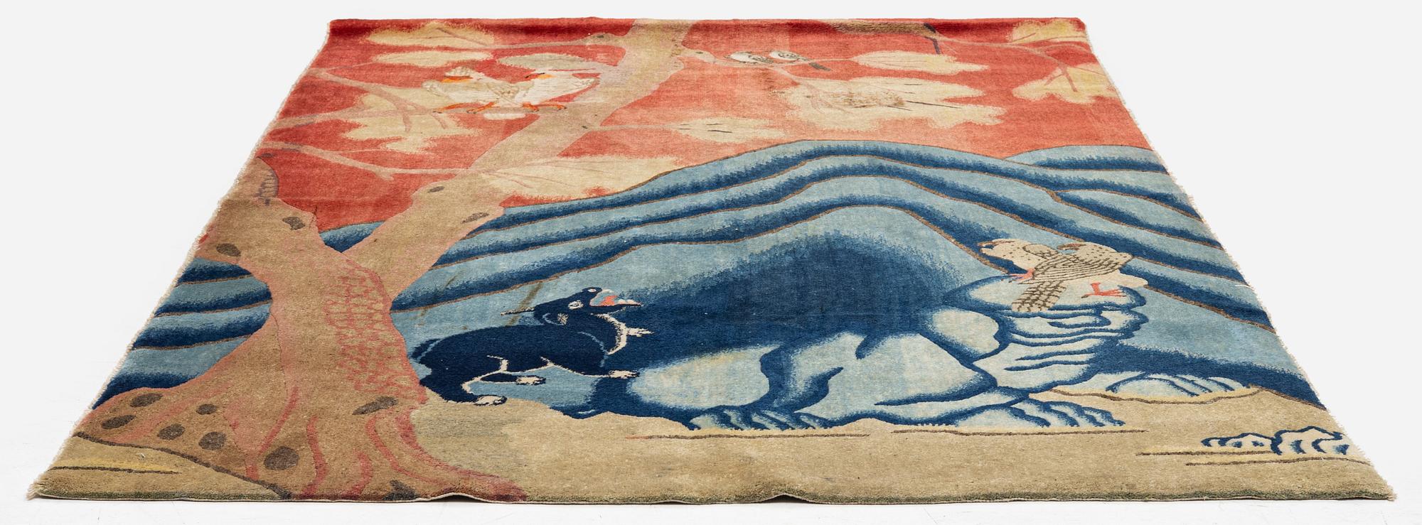 An antique Baotou rug, northern China, late Qing dynasty, around 1900. c. 252x151 cm.