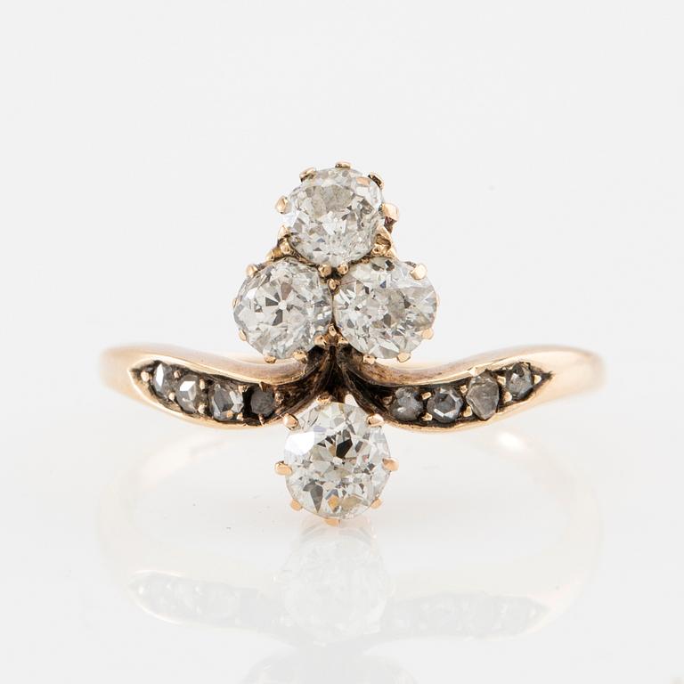 Art Nouveau ring, 18K gold and diamonds, Austria-Hungary, turn of the 19th century.