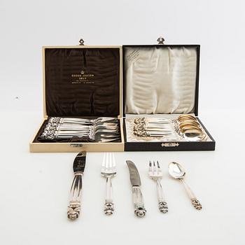 Johan Rohde, bestick 50 dlr "Konge/Achorn" sterlingsilver för Georg Jensen efter 1945.