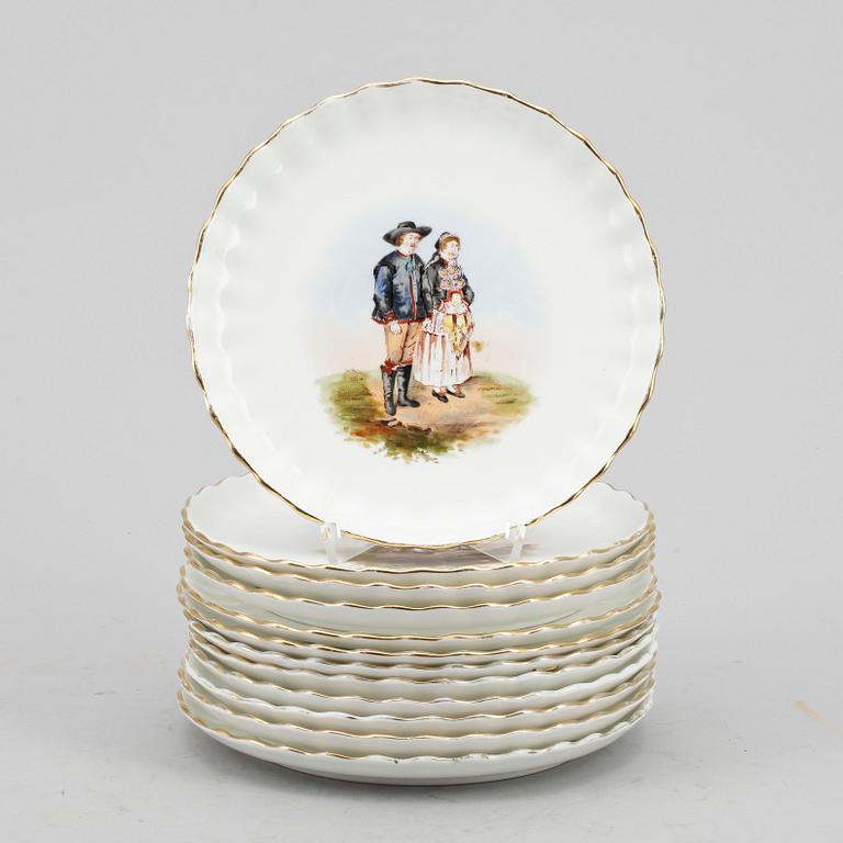 ASSIETTER, 12 st, Flintgods. Rörstrand. "Ett år i Sverige", 1800-tal.