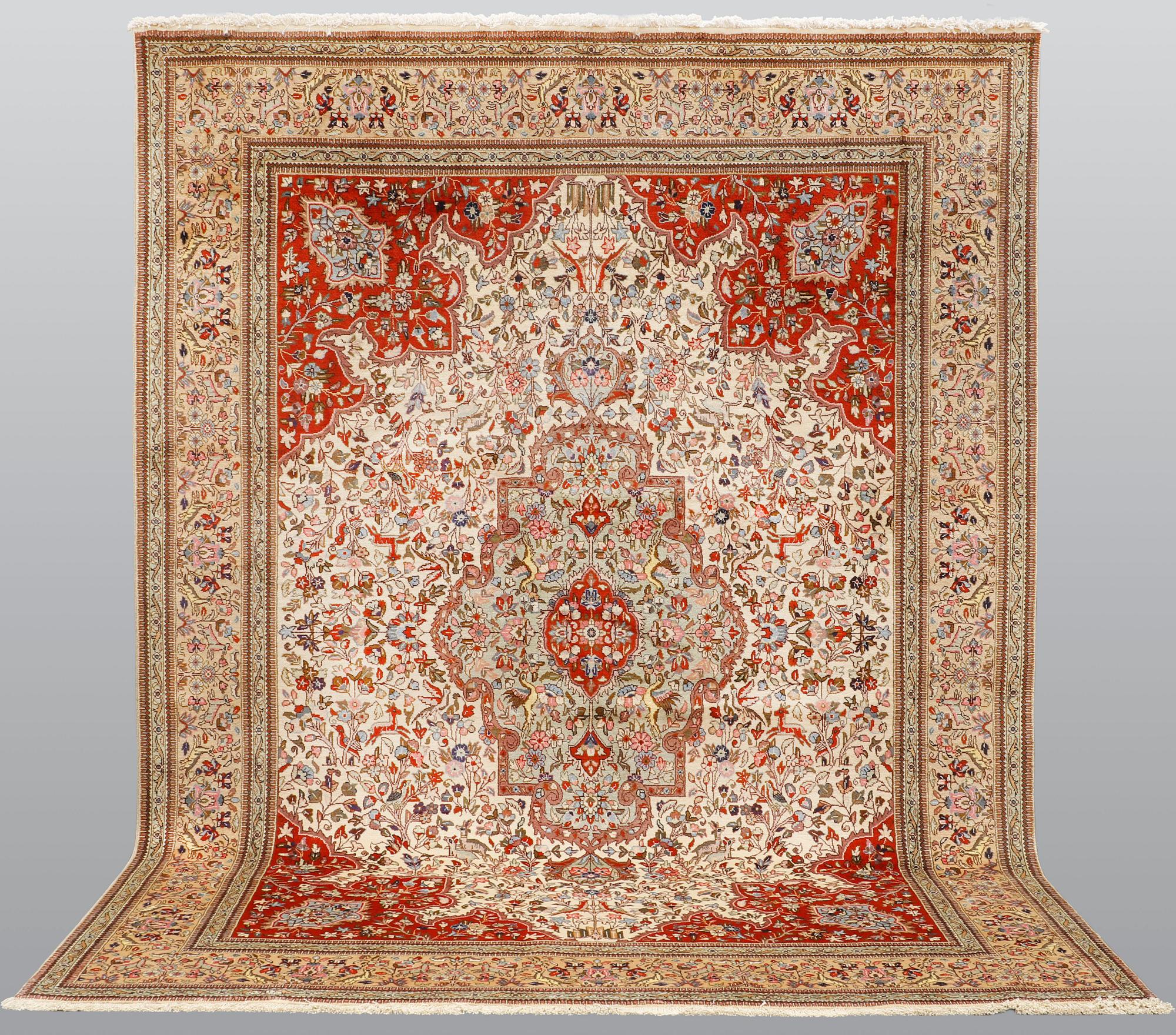 A carpet, Figural Tabriz, so called,  Tabatabai, 380 x 282 cm.