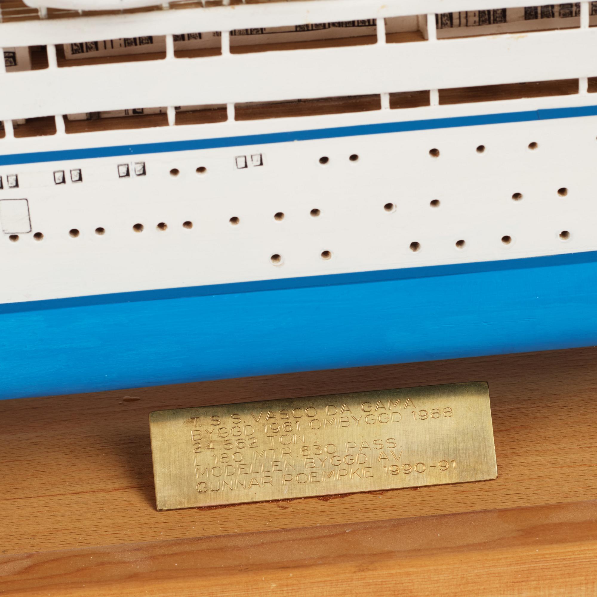 Ship model, T.S.S. Vasco da Gama, built by Gunnar Roempke in 1989.