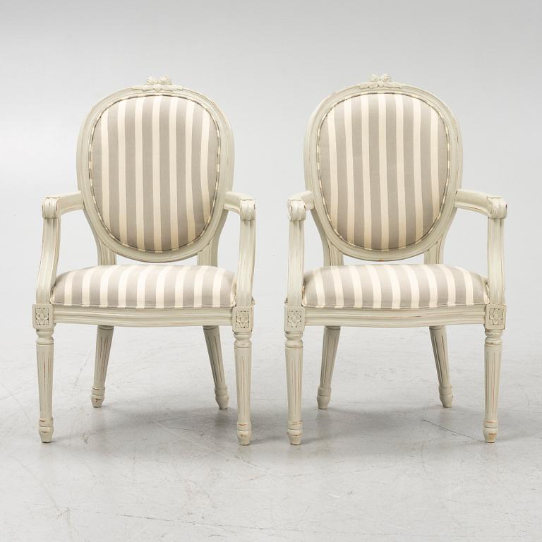 A 4-piece suite of children's Gustavian-style furniture, later part of the 20th century.