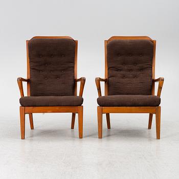 Carl Malmsten, armchairs, a pair, model "Stugan", Swedish Pine, Karl Andersson & Söner, Huskvarna 1950s.