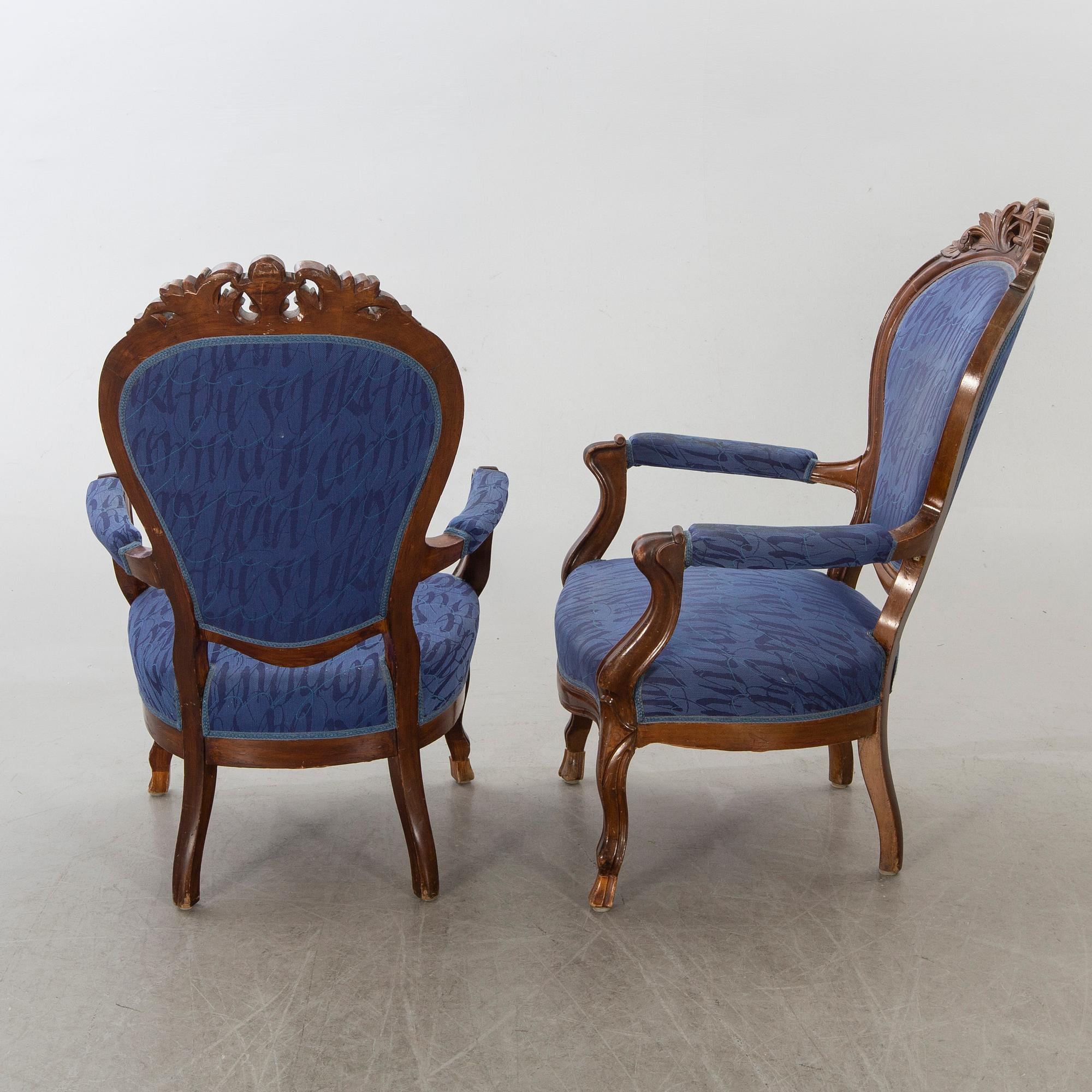 FÅTÖLJER ett par nyrokoko sent 1800-tal.