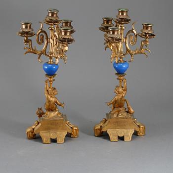 KANDELABRAR, ett par, Louis XVI-stil, sent 1800-tal.