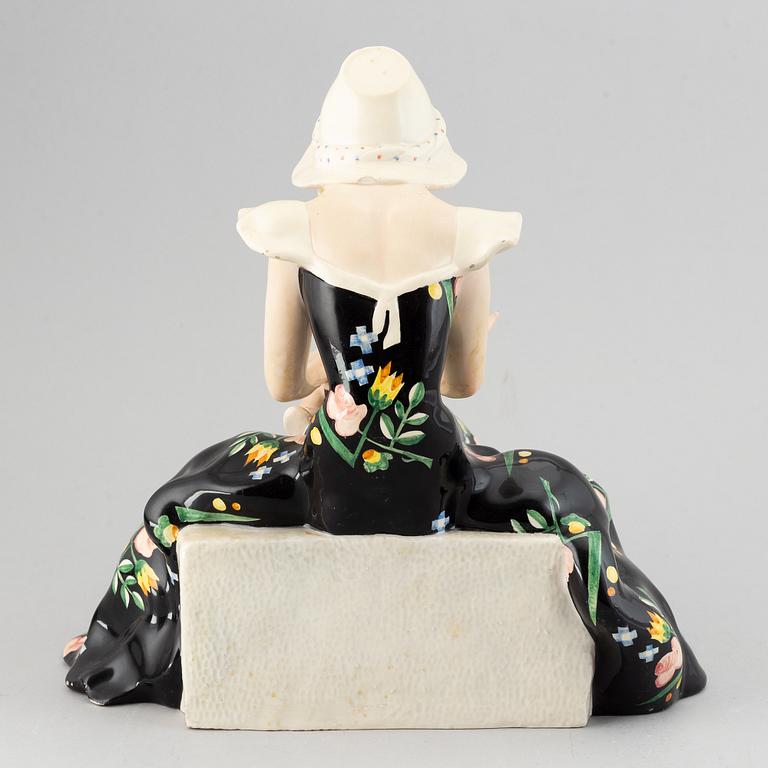 Sandro Vacchetti, a glazed ceramic female figure with child, Essevi, Torino, Italy 1930-40's.