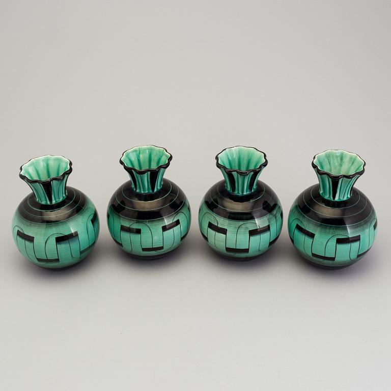 4 vases of the "V series", Ilse Claesson for Rörstrand 1930´s.