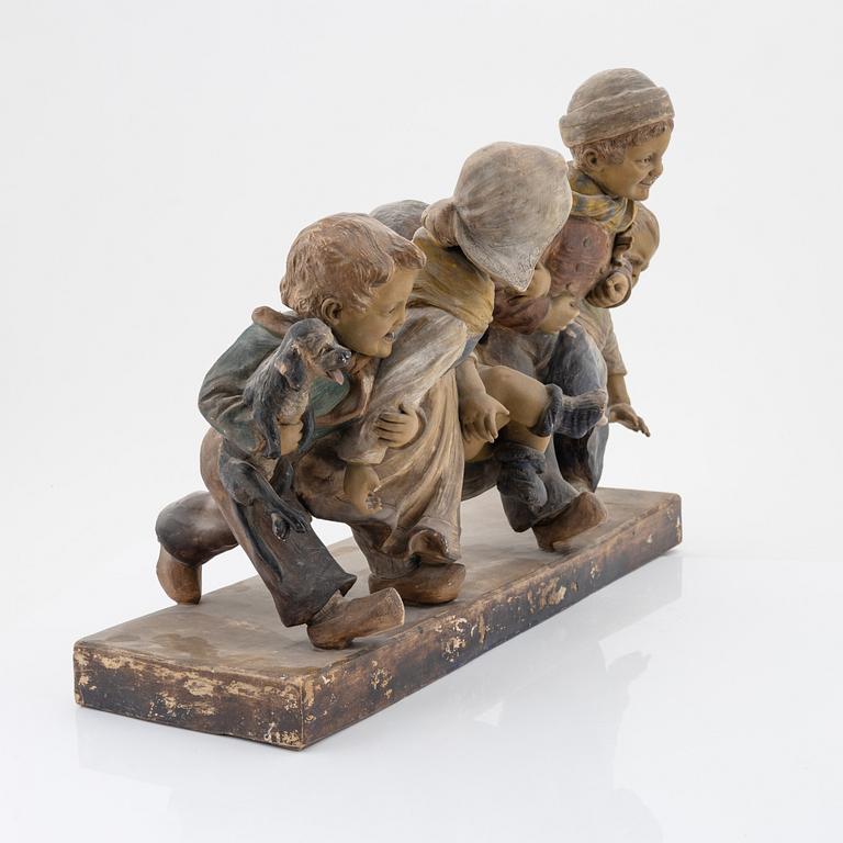 An earthenware sculpture, Europe, signed.