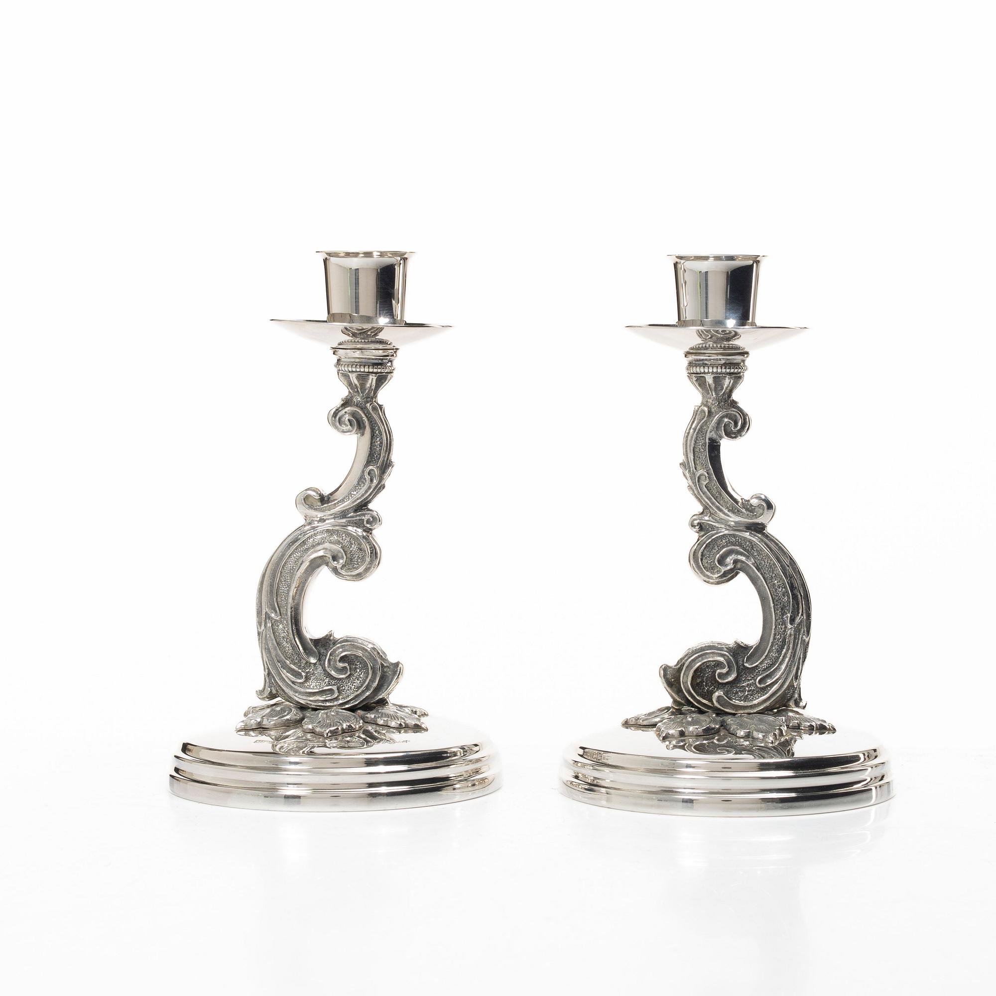 A pair of Swedish silver candlesticks, mark of Lazlo Hukvist, Mema, Lidköping, 1992.