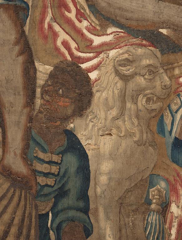 VÄVD TAPET, gobelängteknik, Julius Ceasar med entourage, ca 303,5 x 300 cm, Flandern 1600-tal.
