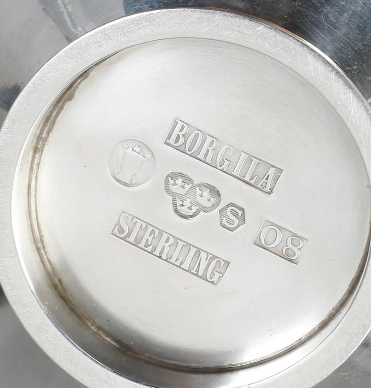 PARTI SILVER, 13 del, bland annat fat samt bägare, Borgila, Stockholm, 1940-tal. Vikt 335 gram.