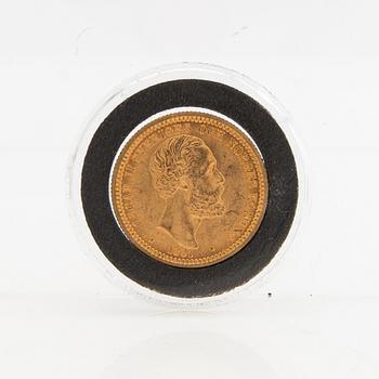 Guldmynt Sverige, Oscar II 20 kr, 1881.