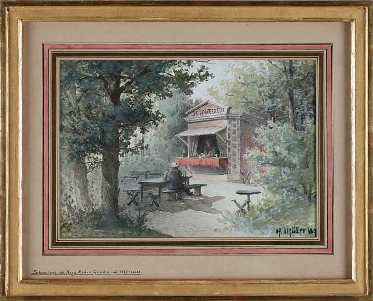 HERMAN MÜLLER, akvarell, sign o dat 189?.