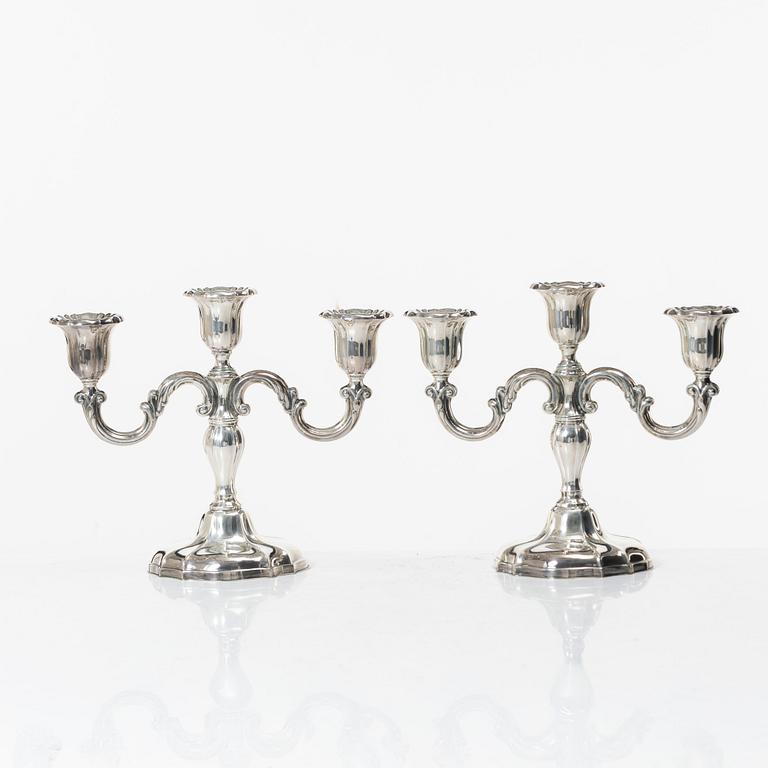 A pair of silver candelabra, Norway, mid-20th Century.