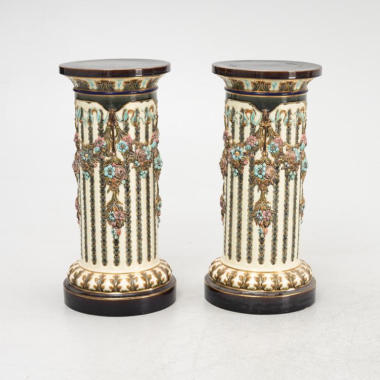 A pair of pedestals, Rörstrand, around the year 1900.