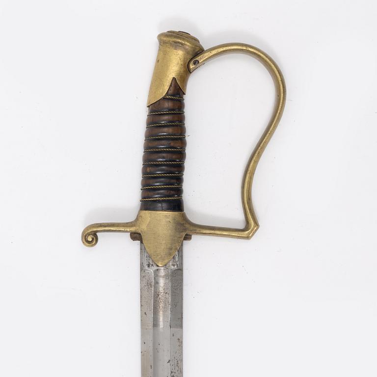 A Swedish artillery sabre, 1889 pattern, with scabbard.