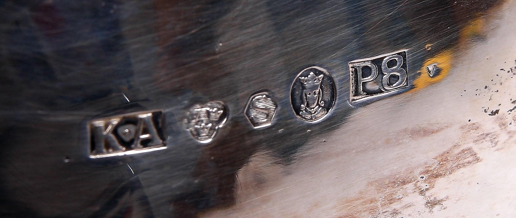 KAFFESERVIS, 3 delar, silver. Rokokostil K Andersson Stockholm 1941.
