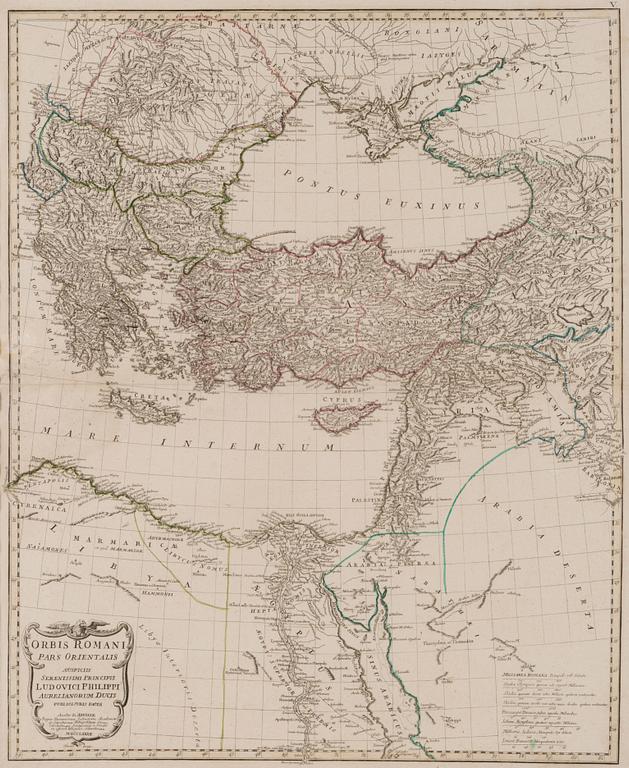 KARTA, Orbis Romani Pars Orientalis 1782, kopparstick, J.B.B. D'Anville.