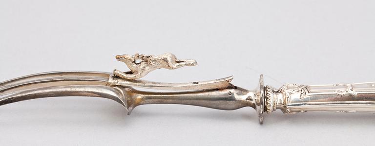 SKINKBESTICK, silver, Frankrike, omkring 1900.