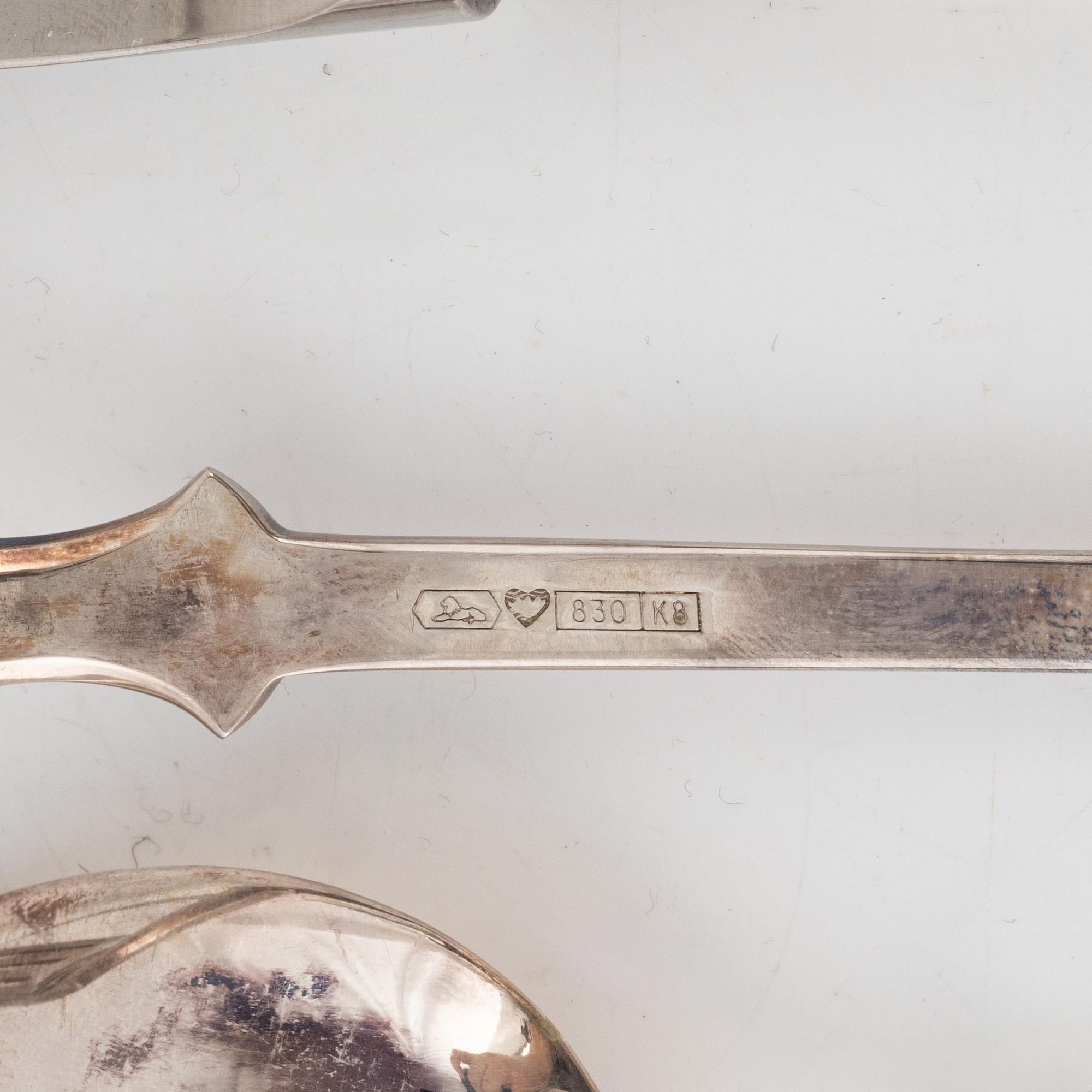 A 25.piece silver cutlery set, Kultakeskus, Finland, 1977-1990.