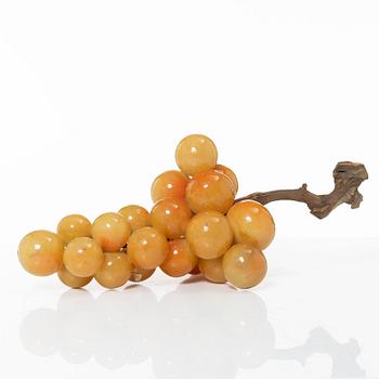 Grape cluster, alabaster, wood, Italy, mid-20th Century.