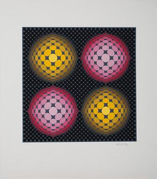 VICTOR VASARELY, 4 st färglitografier i mapp. Sign. o numr.