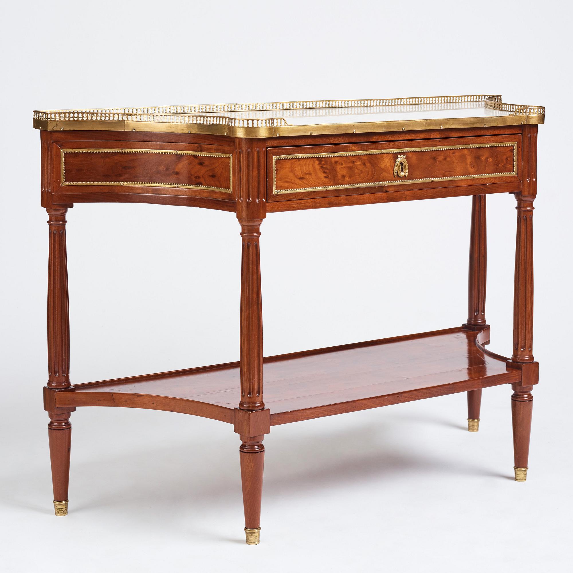 A Louis XVI console desserte by F. Schey (master in Paris 1777), late 18th century.