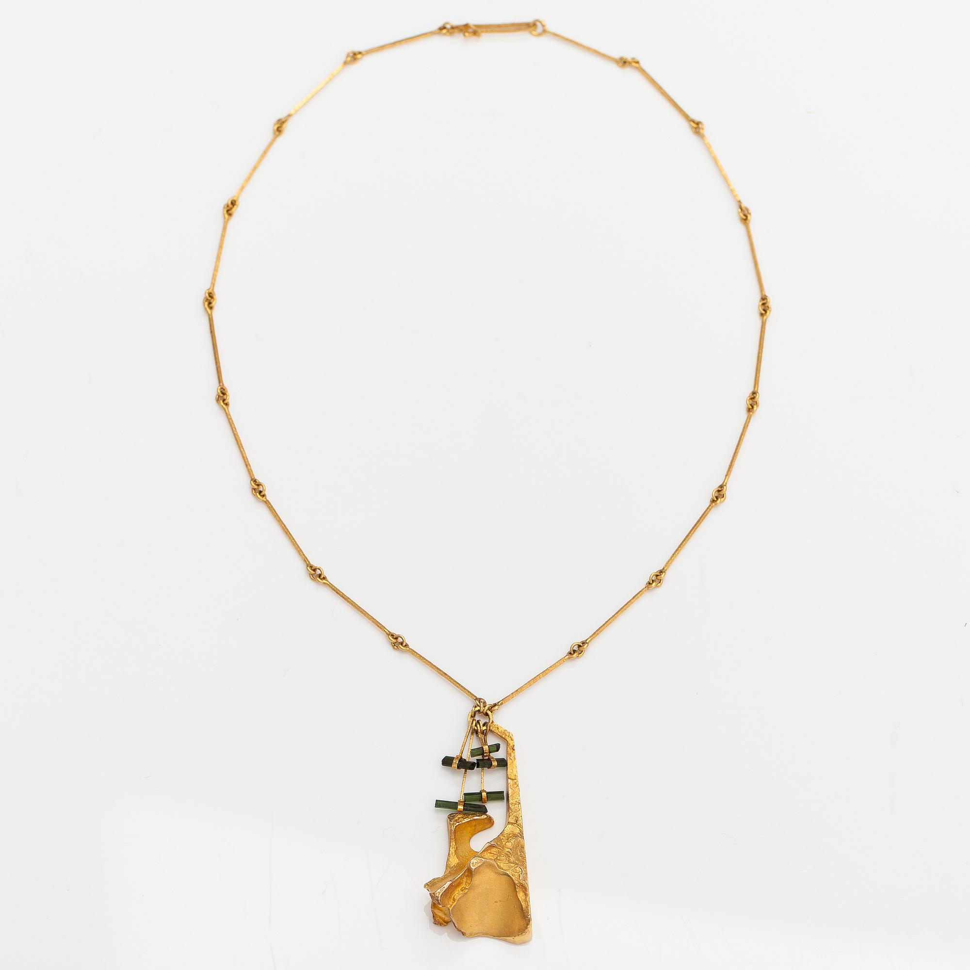Björn Weckström, Kaulakoru "Semiramis", 14K kultaa, turmaliineja. Lapponia 1973.