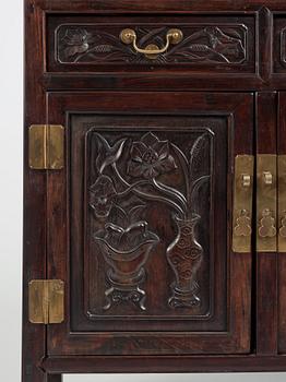 A pair of Chinese hardwood display cabinets, Qing dynasty, 19th Century.