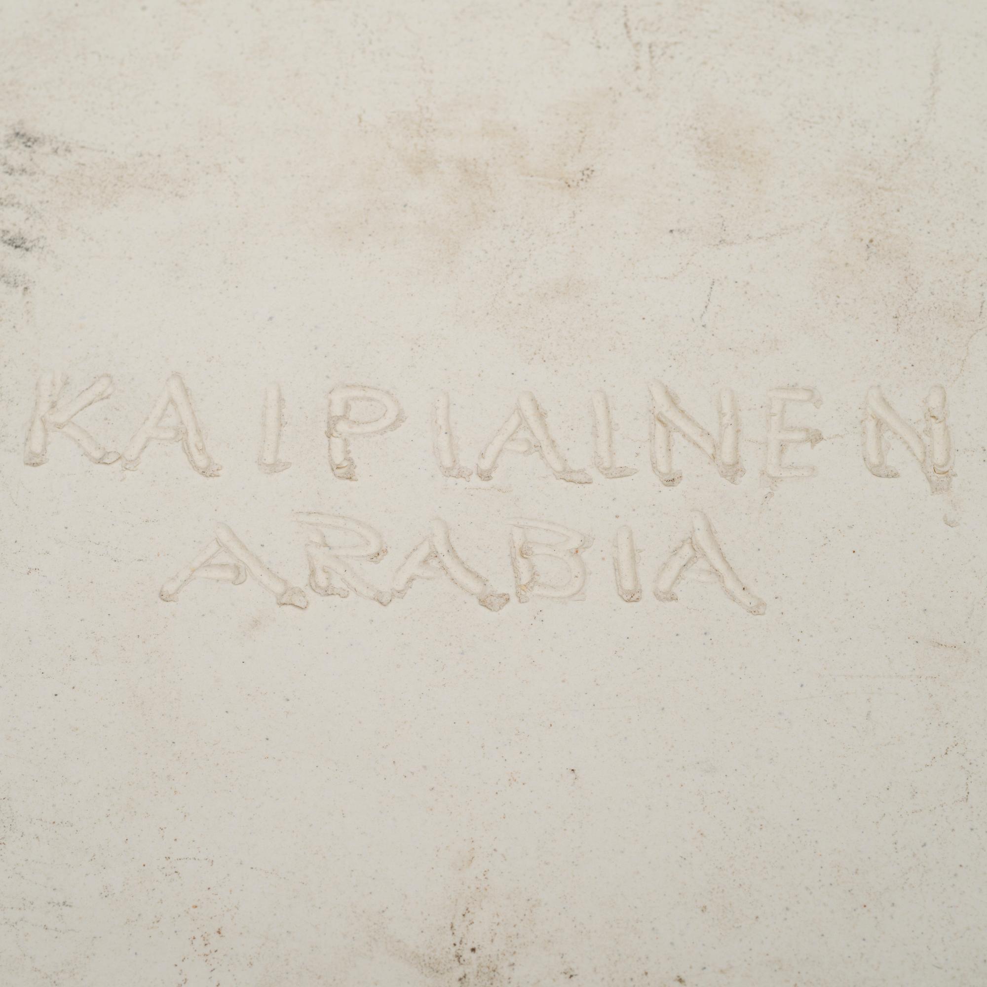 BIRGER KAIPIAINEN, A CERAMIC DISH. Flowers and dragonflies. Signed Kaipiainen, Arabia. Late 1970s.