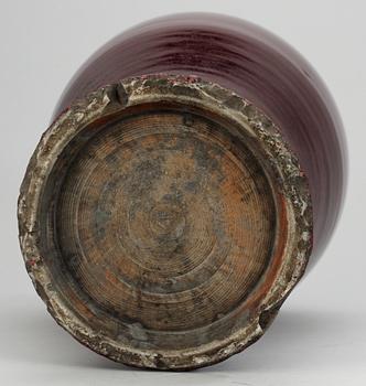 A large sang de beuf glazed vase, prob late Qing.