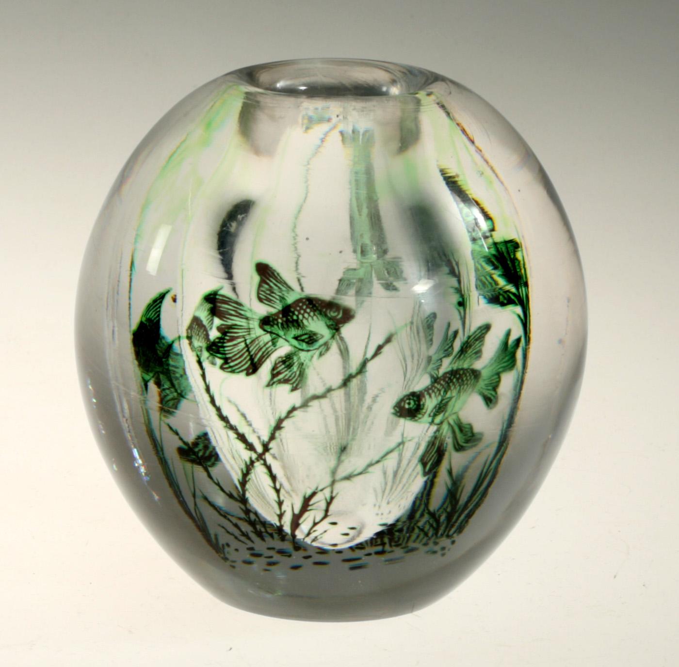 VAS, glas. "Fiskgraal", Edward Hald, Orrefors. Provexemplar trol 1936.