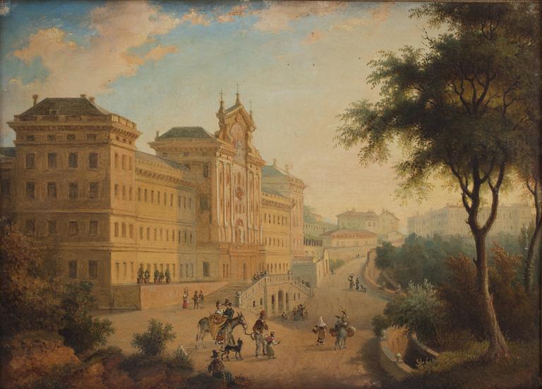 OKÄND KONSTNÄR, olja på papper. 1800-talets mitt.