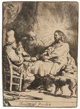 841. Rembrandt Harmensz van Rijn, "Christ at Emmaus" (the smaller plate).
