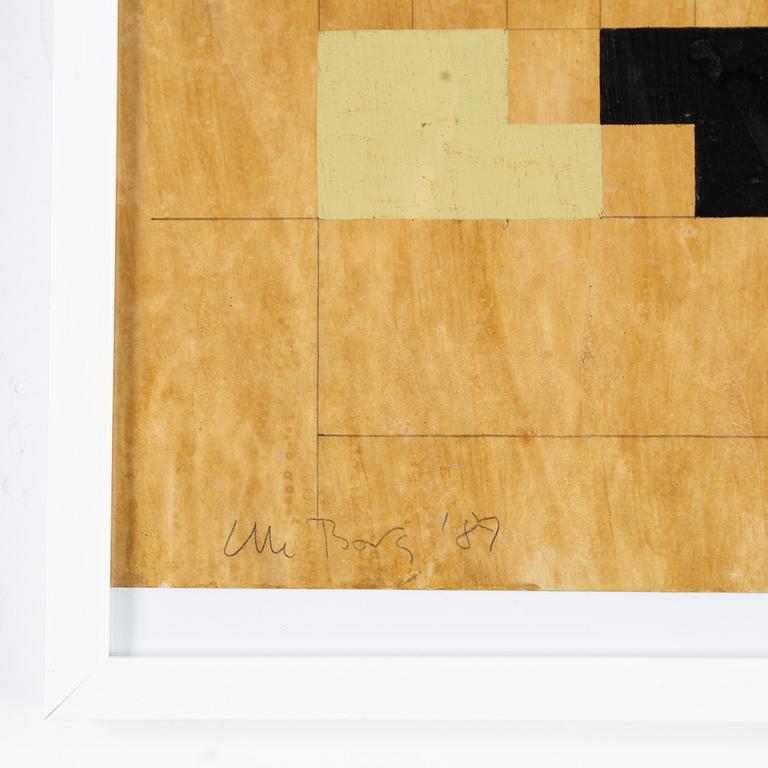 Olle Borg, mixed media on paper signed and dated -89.
