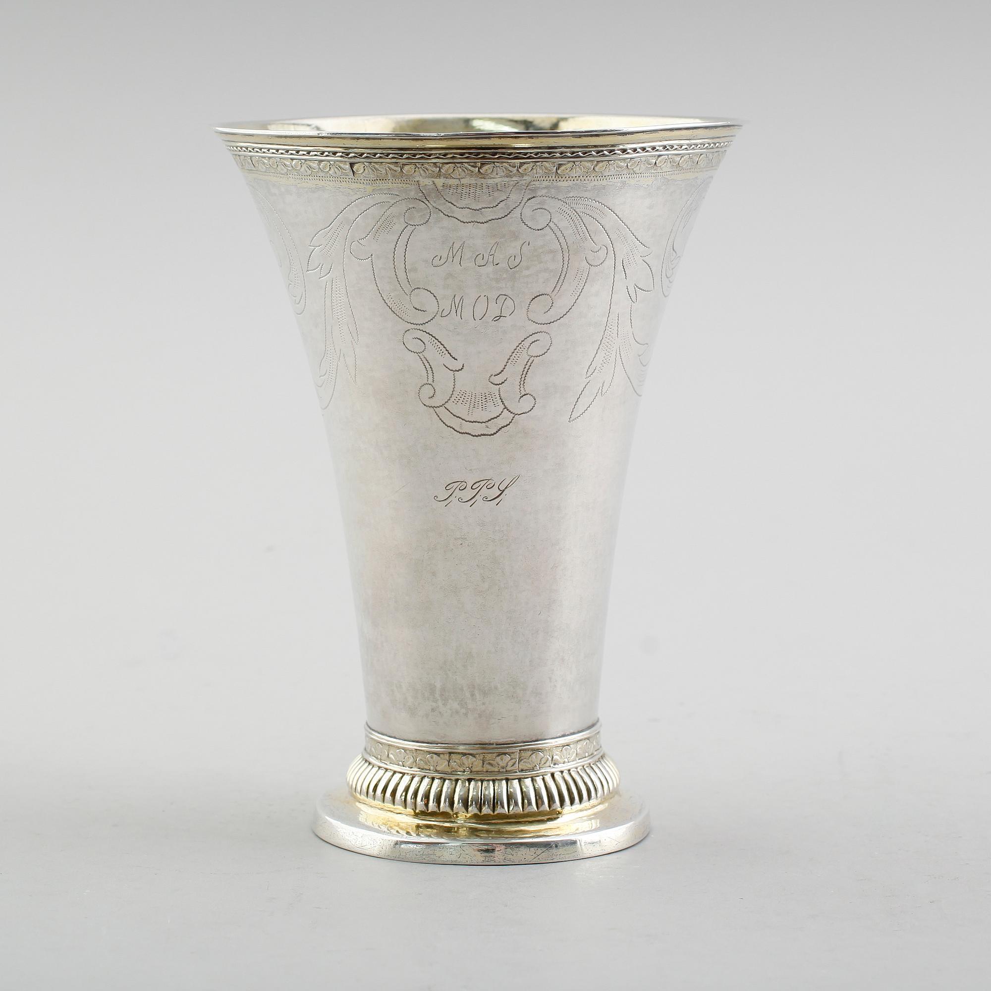BÄGARE, silver, Nils Hellberg, Stockholm 1800. Vikt ca 457 gram.