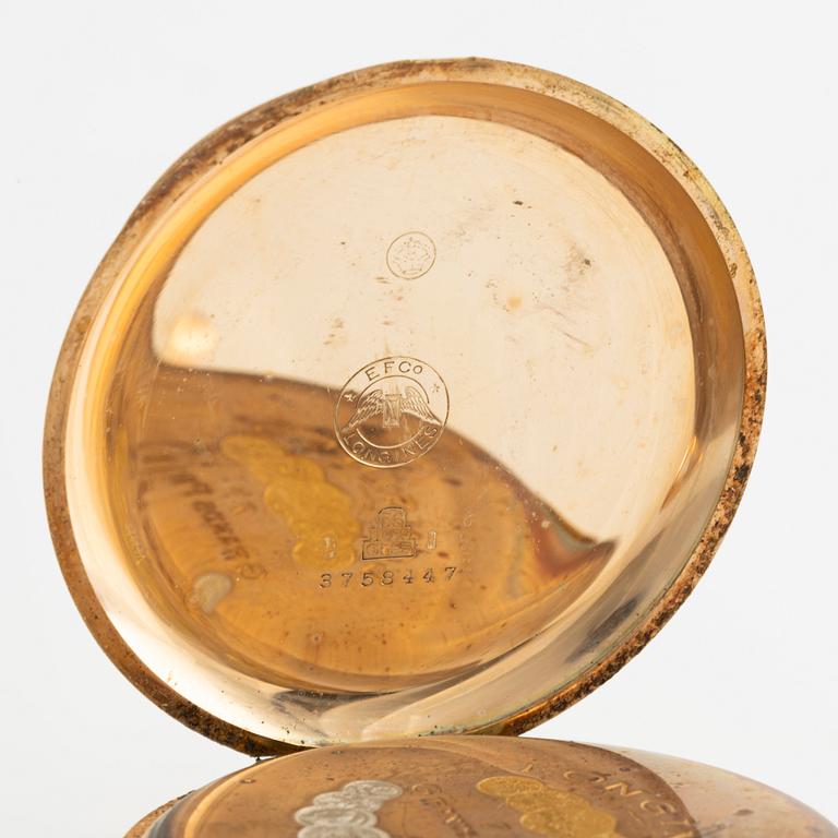 Longines, fickur, 14K guld, savonett, 51 mm.