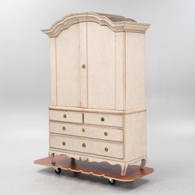 A painted Rococo cabinet, 18th Century.