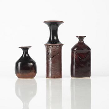 Stig Lindberg, three stoneware vases, Gustavsbergs Studio, Sweden, 1970-1971.