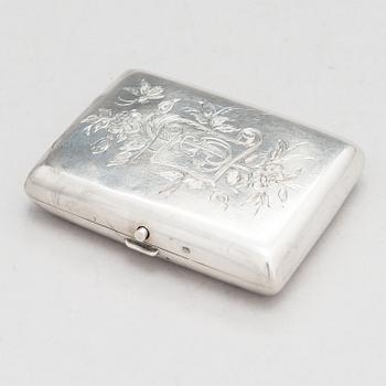 A silver cigarette case, maker's mark of Johan Olof Molnberg, Tornio Finland 1898.