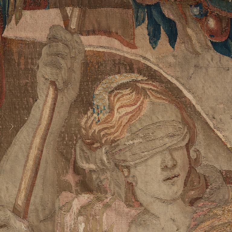 VÄVD TAPET, gobelängteknik. 339 x 316,5 cm. Bryssel, tidigt 1600-tal.
