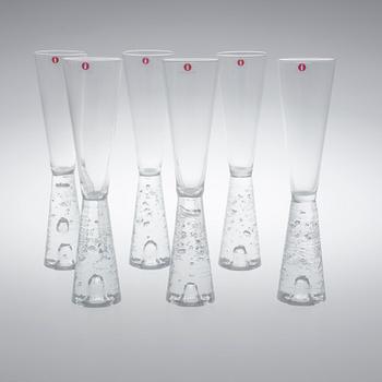 CHAMPAGNEGLAS, 6 stycken, "Arkipelago", Timo Sarpaneva, Iittala, 1980-93.