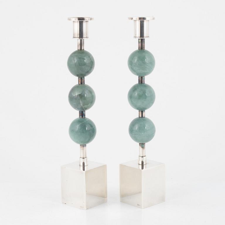 Sigurd Persson, a pair of 'Tre Kulor' candlesticks, Svenskt Tenn.